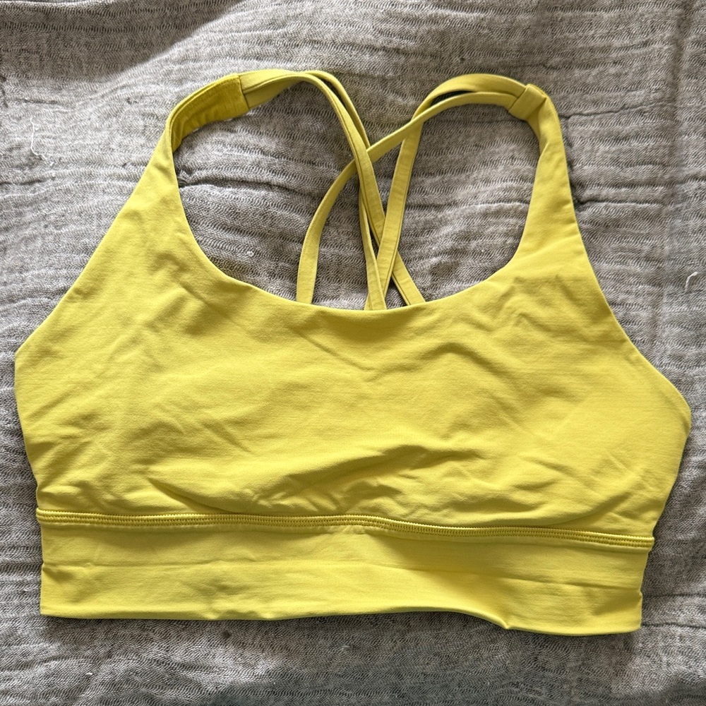 Lululemon Athletica Vibrant Yellow longline energy Bra size 10